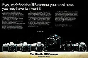Optics Prints: Minolta SLR cameras advert in a magazine 1996