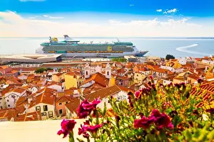 Cruise Ship Prints: Miradouro de Santa Luzia view point over Alfama district and Tagus River in Lisbon