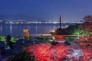 Images Dated 5th April 2017: Miyajima Island, Hiroshima, Japan in spring at night