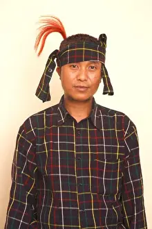 Villager Prints: Mizo dancer in costume for Cheraw Dance of Mizoram ; India NO MR