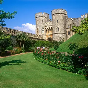 Windsor Prints: Moat Garden Norman Tower Windsor Castle Windsor Berkshire UK