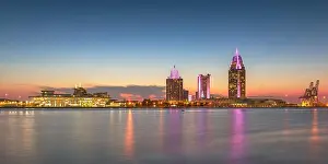 Alabama Prints: Mobile, Alabama, USA downtown skyline panorama on the river