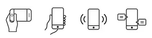 Dial Prints: Mobile phone line icon. Mobile phone in hand