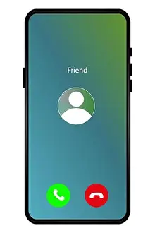 Mobile call screen template, incoming phone call interface on smartphone screen.Isolated on white background. Flat style. Vector illustration