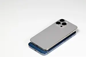 Portfolio Prints: mockup smartphone or Mobile phone with triple camera on back isolated on white background