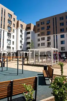 Green Space Prints: Modern apartment buildings with a courtyard playground