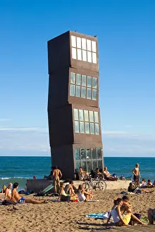 Side Prints: Modern art sculpture Homentage a la Barceloneta by Rebecca Horn on Platja Barceloneta Barcelona Spain