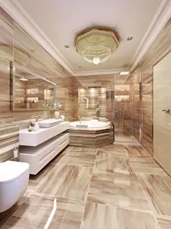 Hygienic Prints: Modern bathroom design. 3d render