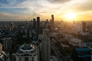 Images Dated 13th August 2017: Modern building in Bangkok business district at Bangkok city with skyline before sunset, Thailand