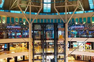 Kuala Lumpur Prints: A modern interior inside a huge multi-storey shopping center