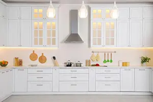 Apartment Prints: Modern kitchen interior with stylish white furniture