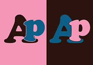 Pop Art Prints: Modern Letter AP Logo Design – Creative Monogram Typography in Pink and Blue for Branding