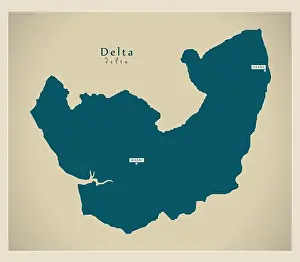 Nigeria Prints: Modern Map - Delta NG