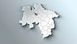 Territories Prints: Modern Map of Lower Saxony Germany Administrative with District Borders