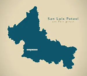 Districts Prints: Modern Map - San Luis Potosi Mexico MX illustration