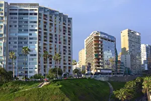 Tower Building Prints: Modern residential buildings on Malecon Balta in Miraflores, Lima, Peru