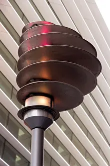Street Light Prints: Modern streetlight with front facade of the Curve Theatre behind