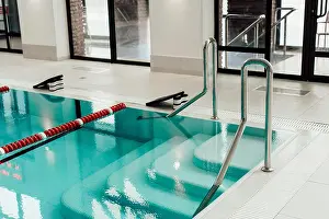 Swimming Pool Prints: modern swimming pool with lane dividers, pull buoys and swimming kickboards