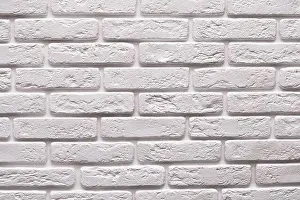 Wall Building Feature Prints: Modern white brick wall texture for background with copy space