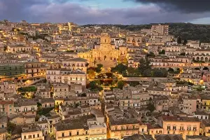 Modica, Sicily, Italy with the Cathedral of San Giorgio at twilight