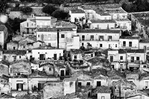 Modica Prints: Modica view, black and white, Sicily, Italy