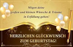 Ballon Prints: Mögen deine Wünsche & Träume in Erfüllung - Geburtstag-Grußkarte