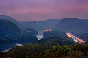 Upstate Prints: Mohawk River passing through a region called The Noses near Canajoharie New York along with Interstate 90