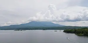 Granada Prints: Mombacho volacno near lake aerial drone view in Nicaragua