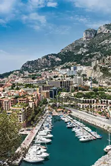 Monte Carlo Prints: Monaco harbour and Monte Carlo city, Monaco, South of France, Europe in summer