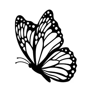 Laser Cutting Prints: Monarch butterfly silhouette, side view. Vector illustration isolated on white background