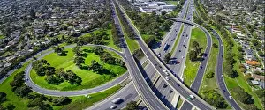 Mulgrave Prints: Monash freeway and Wellington road interchange in Mulgrave suburb - aerial panoramic landscape