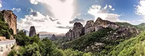 Monastery Meteora Greece. Stunning summer panoramic landscape