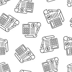 Calculate Prints: Money calculation icon seamless pattern background