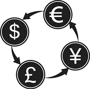 Refresh Prints: money transfer Icon, Money convert icon. Euro Dollar. Flat design style