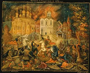 Folk Art Prints: The Mongol Hordes of Batu Khan defeat Vladimir-Suzdal