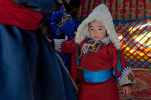 Mongolia Prints: Mongolian boy in traditional costume