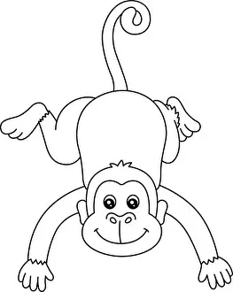 Colouring Book Prints: Monkey Coloring Page Isolated for Kids