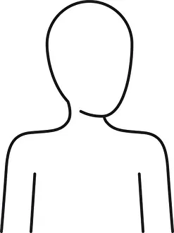 Faceless Prints: monochrome silhouette of human half body and faceless
