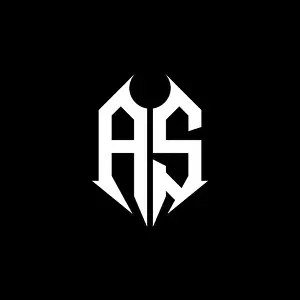 Lowercase Prints: AS Monogram logo letter with metal shape style design template on black background