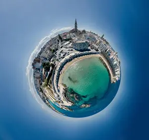 Monopoli Apulia City near the Sea Coastline blue in Italy Drone 360 vr