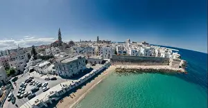 Monopoli Apulia City near the Sea Coastline blue in Italy Drone 360 vr