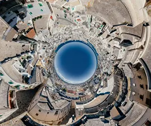 Alberobello Prints: Monopoli Apulia City near the Sea Coastline blue in Italy Drone 360 vr