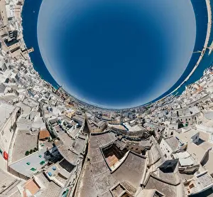 Alberobello Prints: Monopoli Apulia City near the Sea Coastline blue in Italy Drone 360 vr