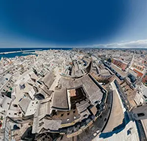 Alberobello Prints: Monopoli Apulia City near the Sea Coastline blue in Italy Drone 360 vr