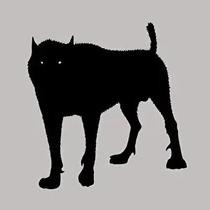 Hound Prints: Monster dog illustration. Fantasy hound drawing. Black breed