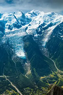 European Alps Prints: Mont Blanc Massif above Chamonix town