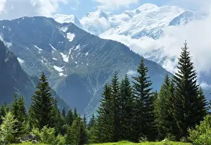 Mont Blanc Prints: Mont Blanc mountain massif (Chamonix valley, France, view from Plaine Joux outskirts)