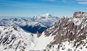 Holiday Lake Prints: Mont blanc sunset view snowy mountain from Mont Vallon Meribel 3 vallees