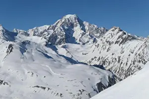 Mont Blanc winter mountain view from La Thuile ski resort
