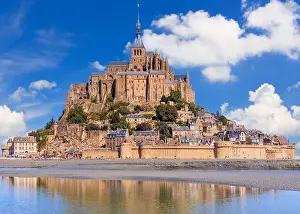 Normandie Prints: Mont Saint-Michel. View from the southeast. Normandy, France